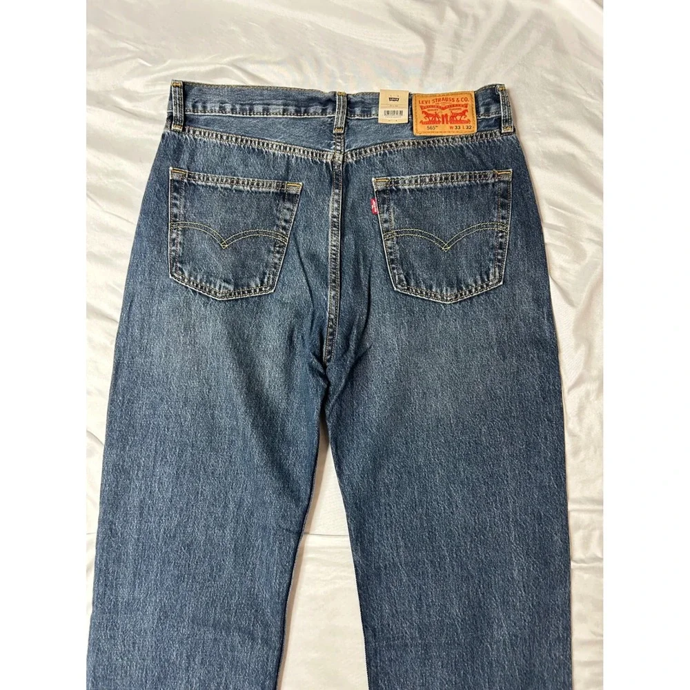 Levis 565 '97 Loose Straight Jeans Mens 33x32 Medium Wash Blue 100% Cotton NWT